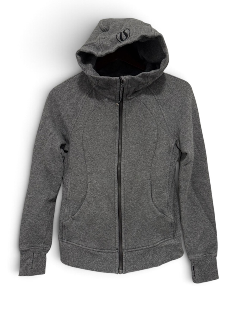 Lululemon Scuba Full Zip Hoodie Sweatshirt Speckled Black Heather Gray Size 6